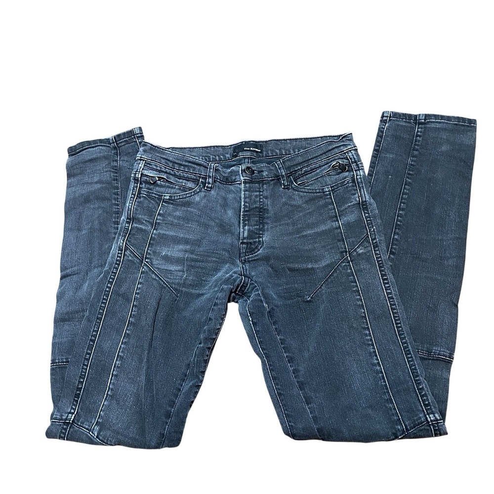 The Kooples Straight Leg Black Utility Cargo Jean Size 29‎ Pockets Distressed